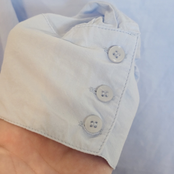 JOH Pale Blue Cotton Twist Front Button Down Shirt Medium - Picture 6 of 7